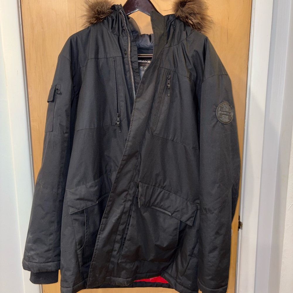 Hawke & Co Black Puffer Jacket with Fox Fur Hood